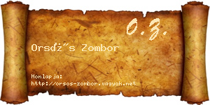 Orsós Zombor névjegykártya